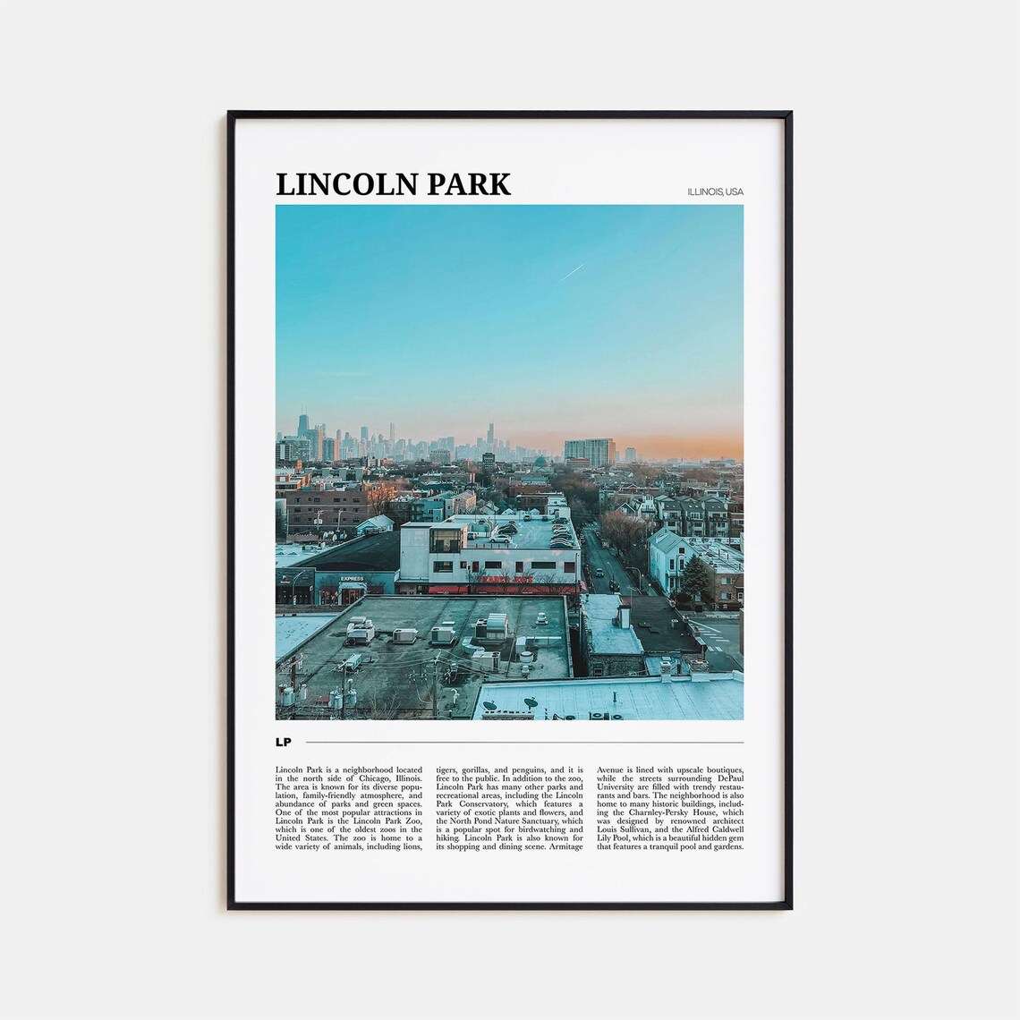 Lincoln Park Travel Poster, Illinois USA Art Print