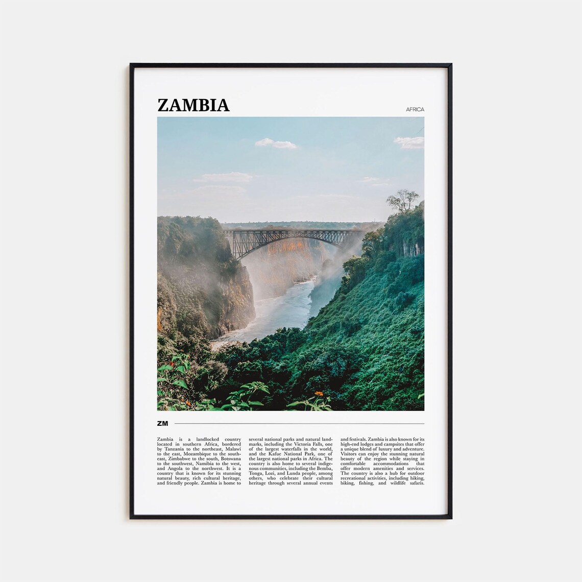 Zambia Travel Poster, African Wall Art Print