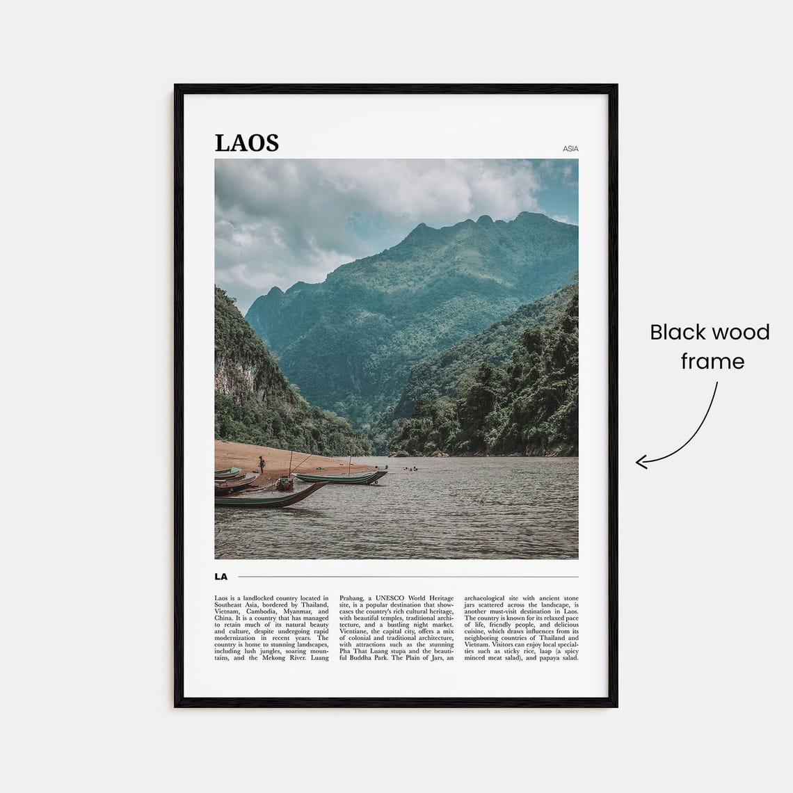 Laos Asia Mekong River Limestone Mountains Travel Photography Poster - Image 2