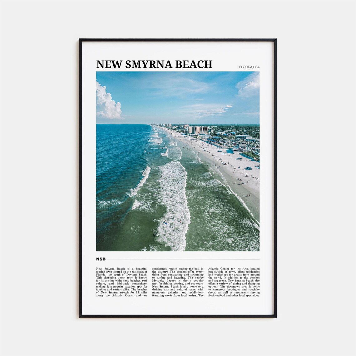New Smyrna Beach Travel Poster, Florida USA