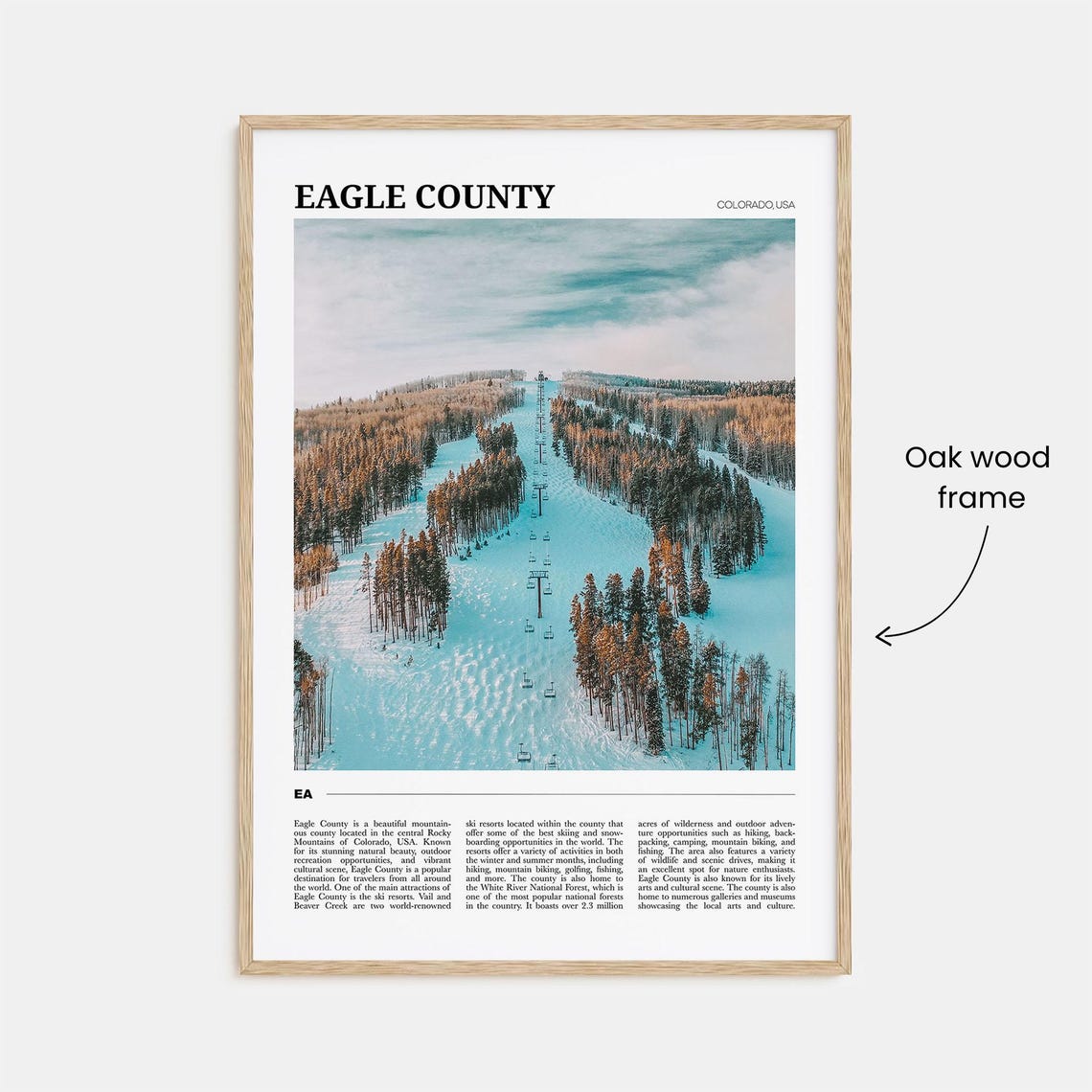 Eagle County Colorado Ski Slopes and Chairlifts Winter Poster - Image 3