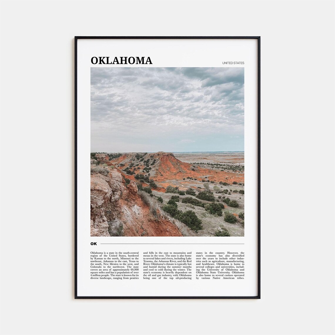 Oklahoma Travel Poster, USA Wall Art Print
