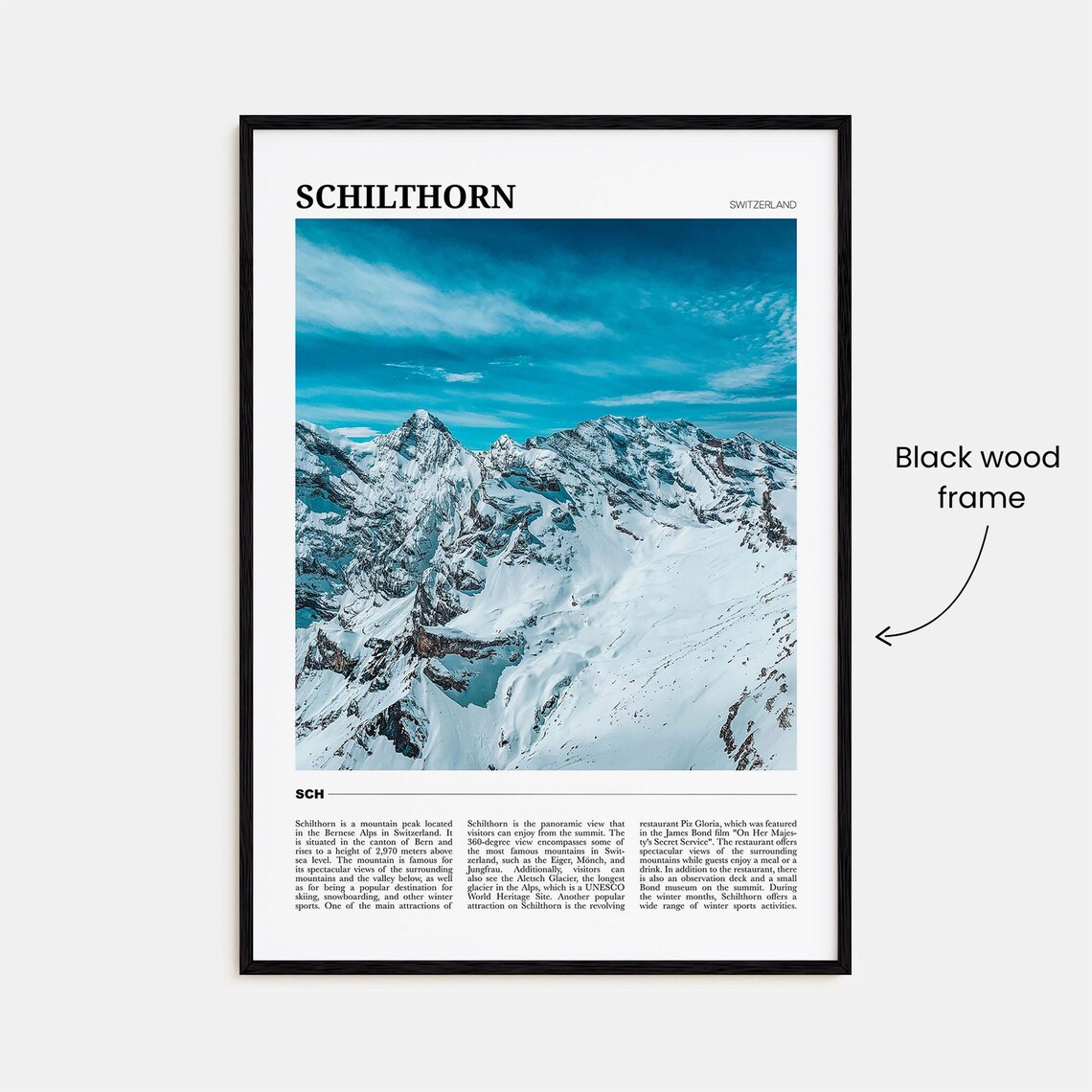 Schilthorn Switzerland Snowy Alpine Peaks Bernese Alps Travel Poster - Image 2