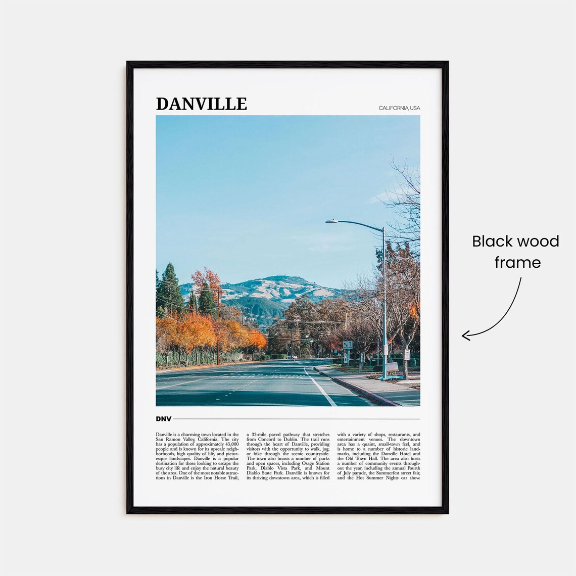 Danville California Street Autumn Trees Mountain View Travel Poster - Image 2