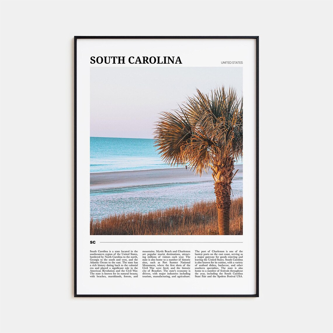 South Carolina Travel Poster No 2, Travel Poster