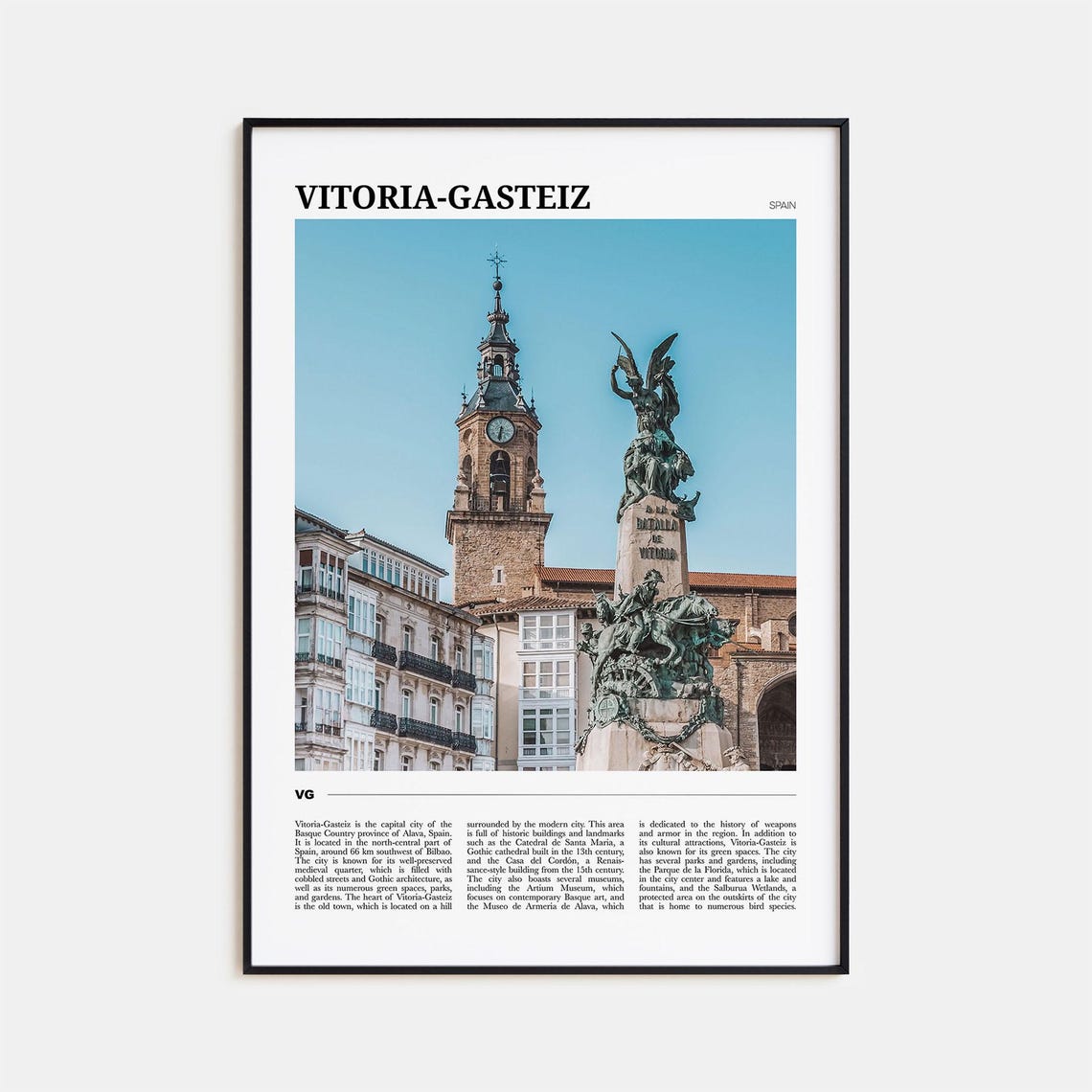 Vitoria-Gasteiz Spain Old Town Monument and Church Tower Poster