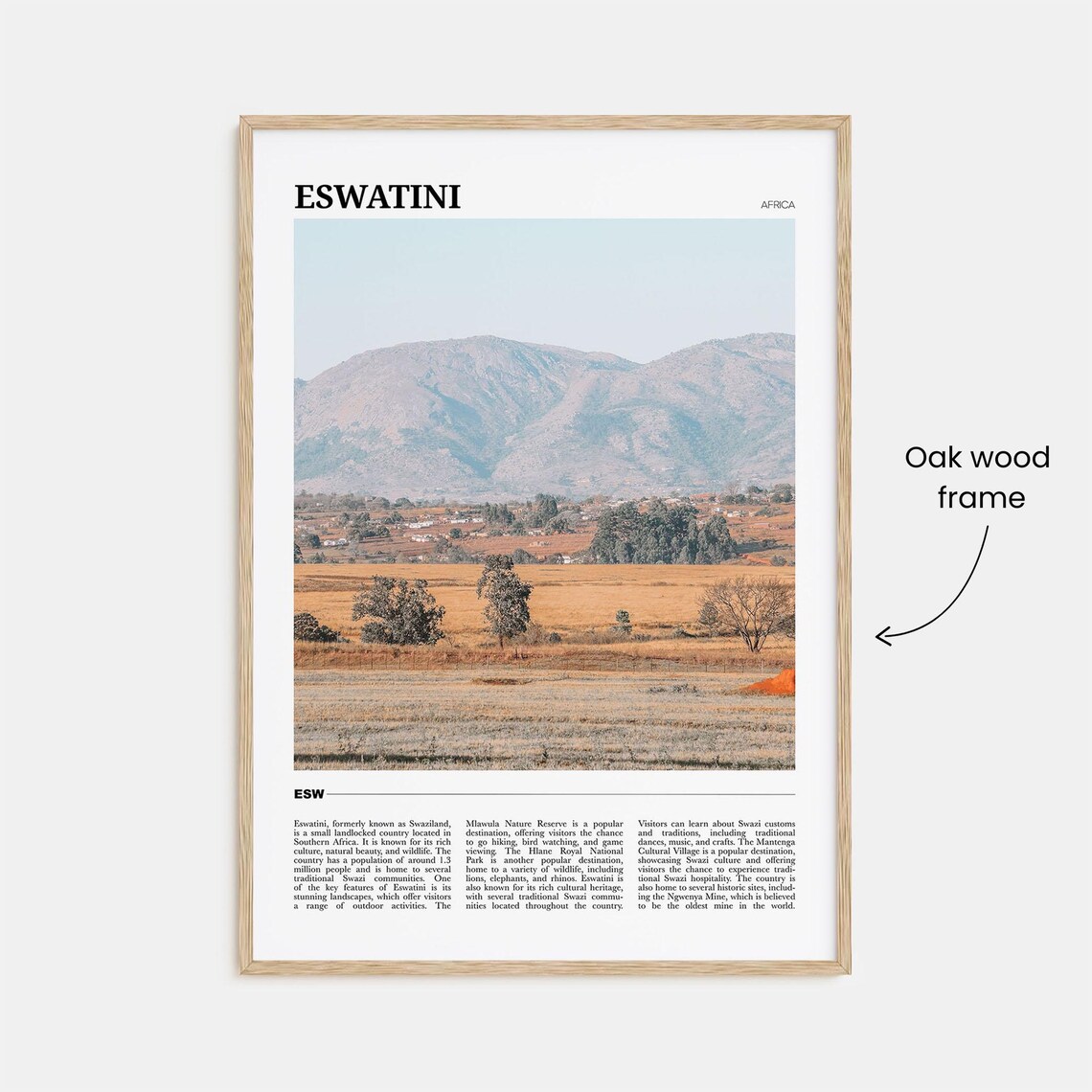 Eswatini Africa Savannah Valley Mountain Vista Travel Poster - Image 3