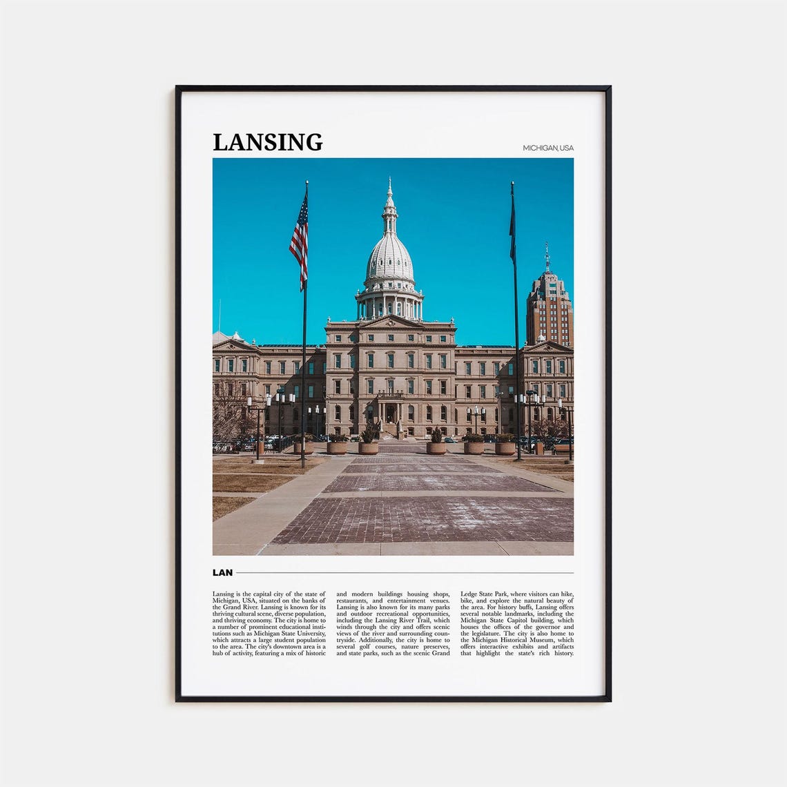 Lansing Michigan State Capitol Dome Travel Photography Poster