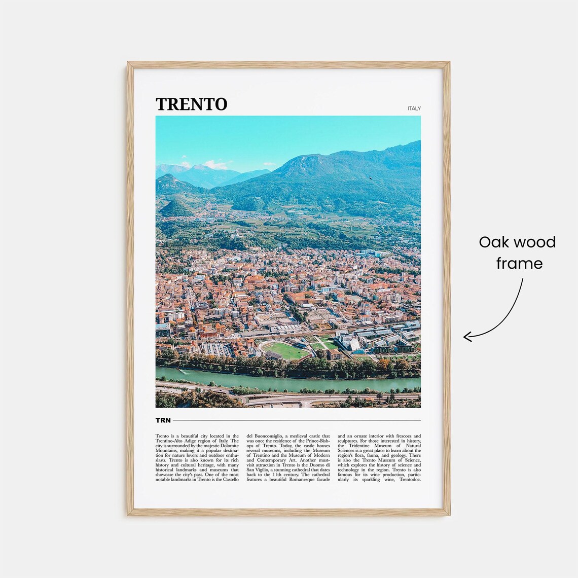 Trento Italy Dolomites Mountain City Aerial View Scenic Travel Poster - Image 3