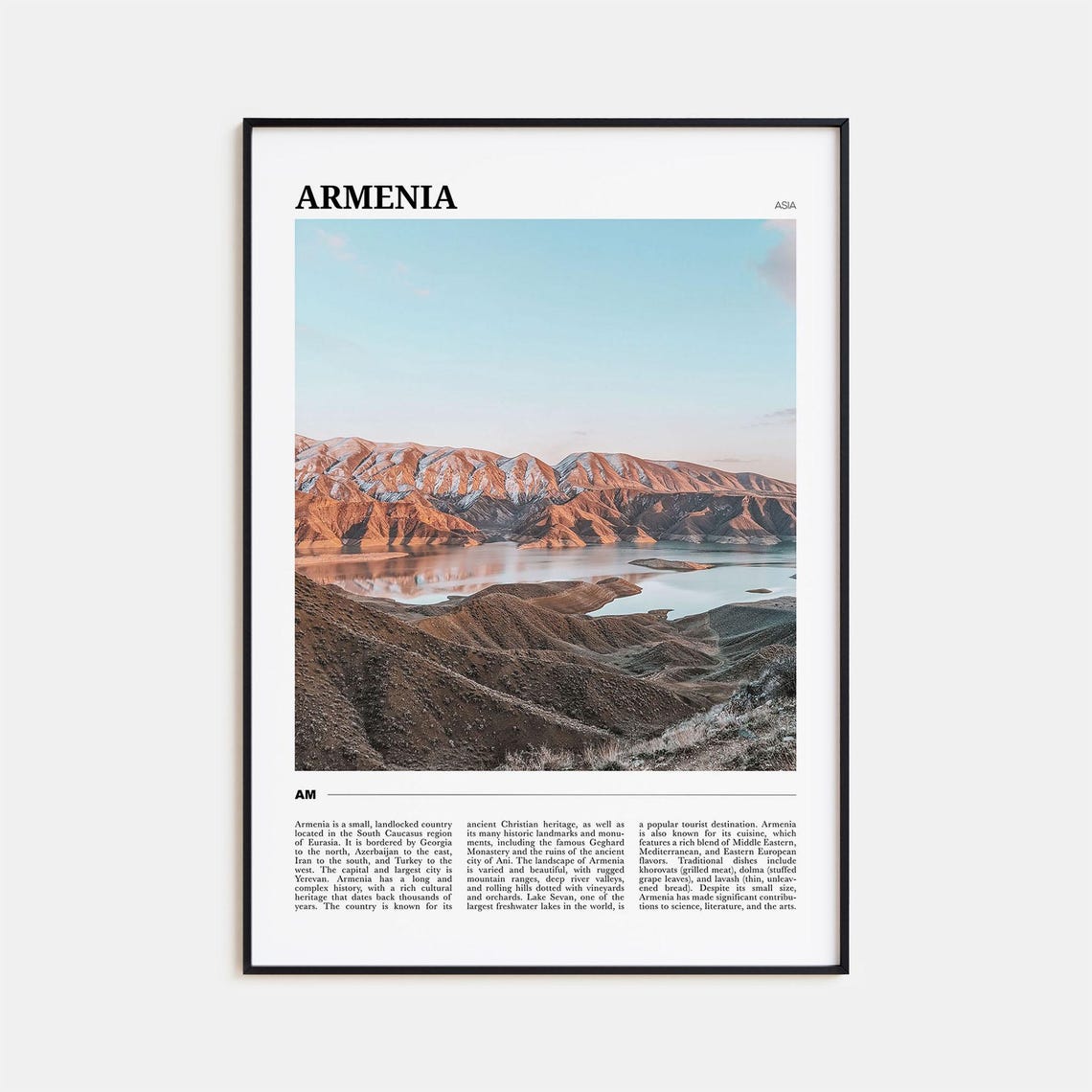 Armenia Asia Red Mountain Range Sunset Lake Reflection Poster