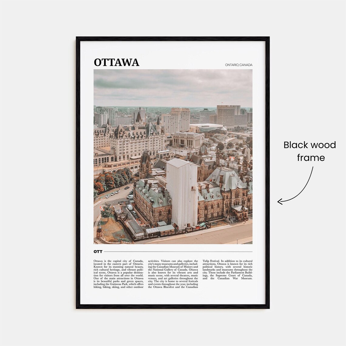 Ottawa Ontario Canada Parliament Hill Aerial Landmark Travel Poster - Image 2