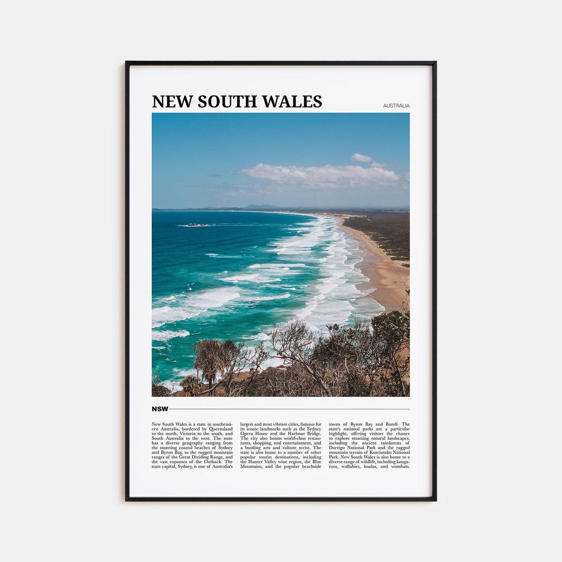 New South Wales Travel Poster No 2 New South Wales Wall Art New South Wales Poster Print New South Wales Photo New South Wales Decor