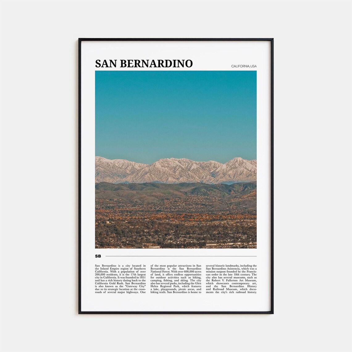San Bernardino Travel Poster, USA Wall Art