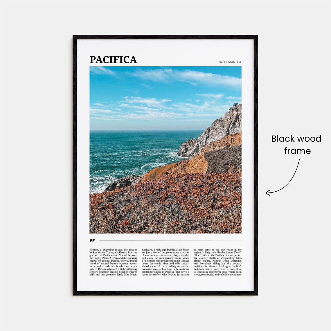 Pacifica California Travel Poster Coastal Cliffs Pacific Ocean View - Image 2