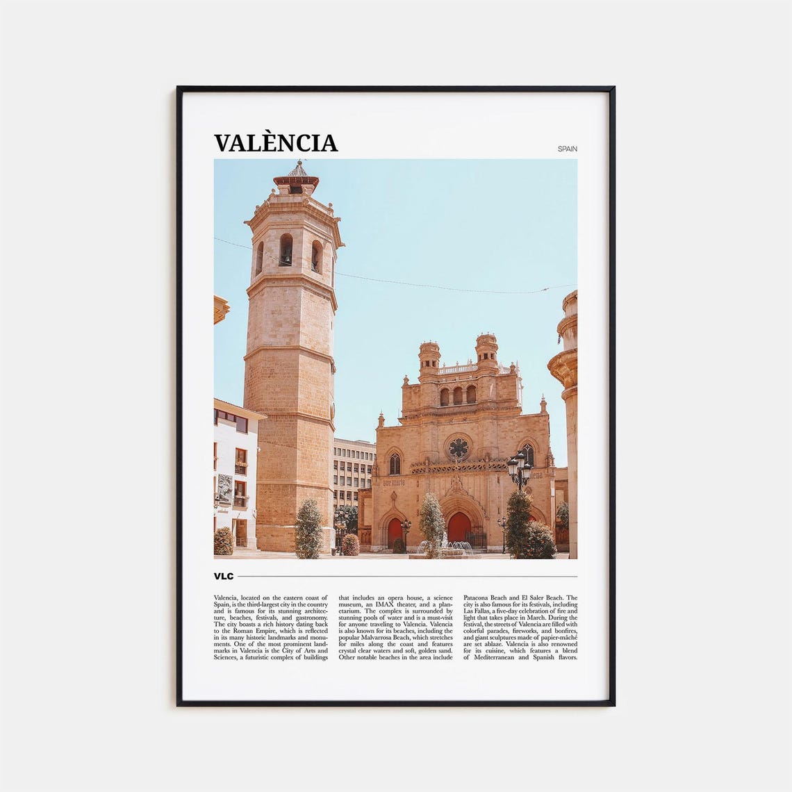 Valencia Spain Historic Bell Tower Church Facade Old Town Poster