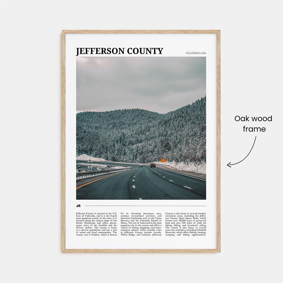 Jefferson County Colorado Snowy Mountain Travel Photography Poster - Image 3