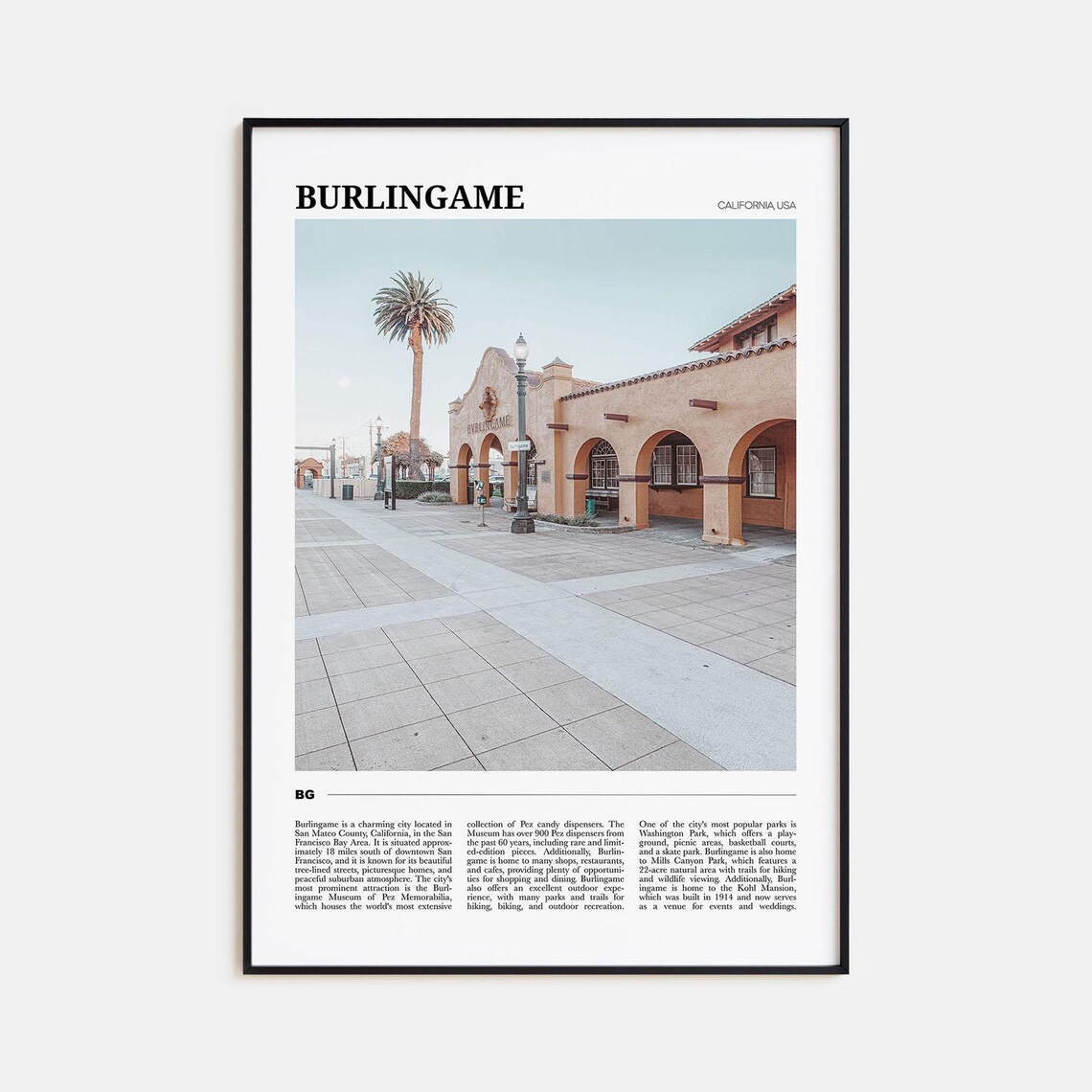 Burlingame California Historic Spanish Style Train Station Poster