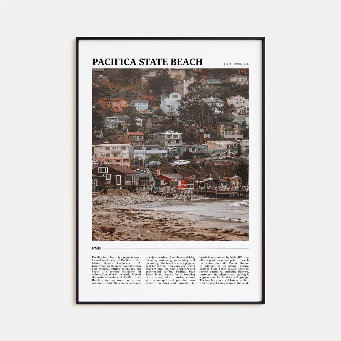 Pacifica State Beach California USA Coastal Cliffside Homes Poster