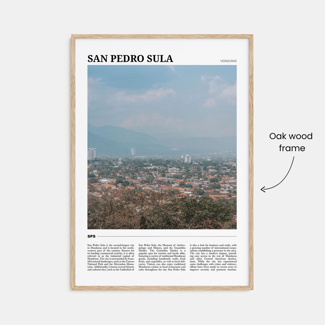 San Pedro Sula Honduras Aerial City and Mountains Travel Poster - Image 3