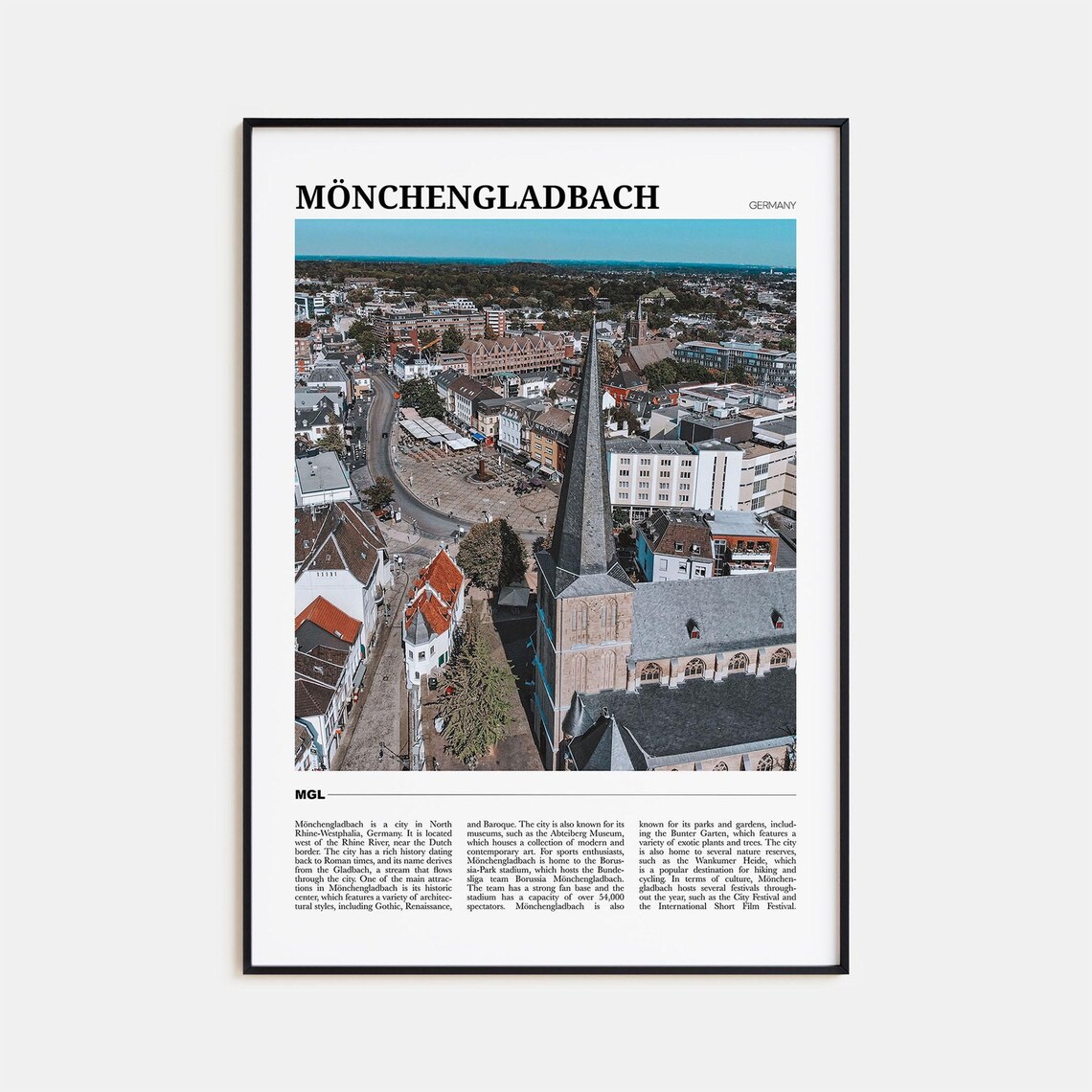 Monchengladbach Travel Poster, Germany Wall Art Print