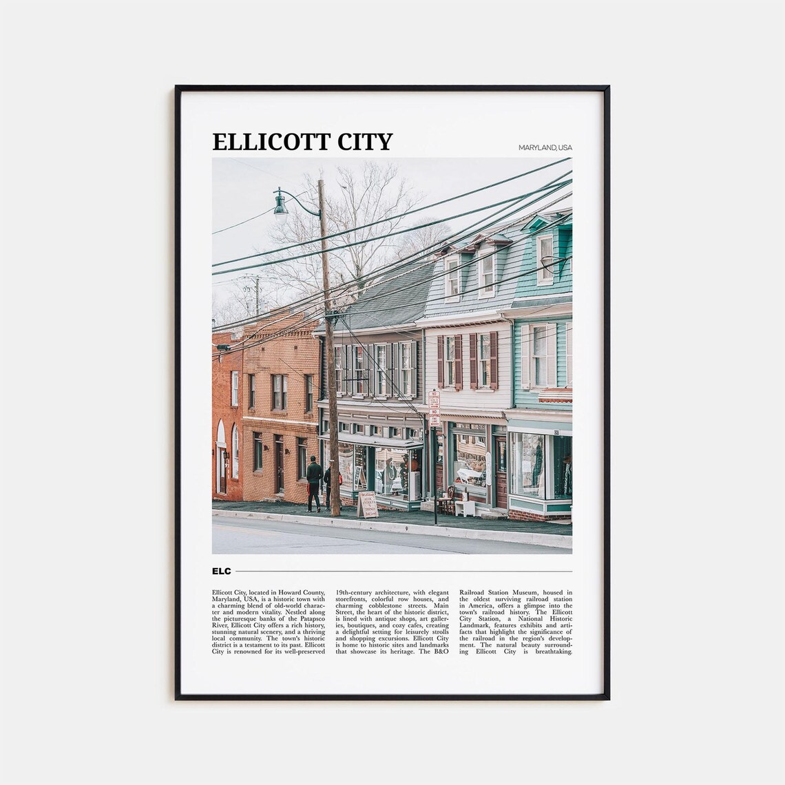 Ellicott City Travel Poster, Maryland City View