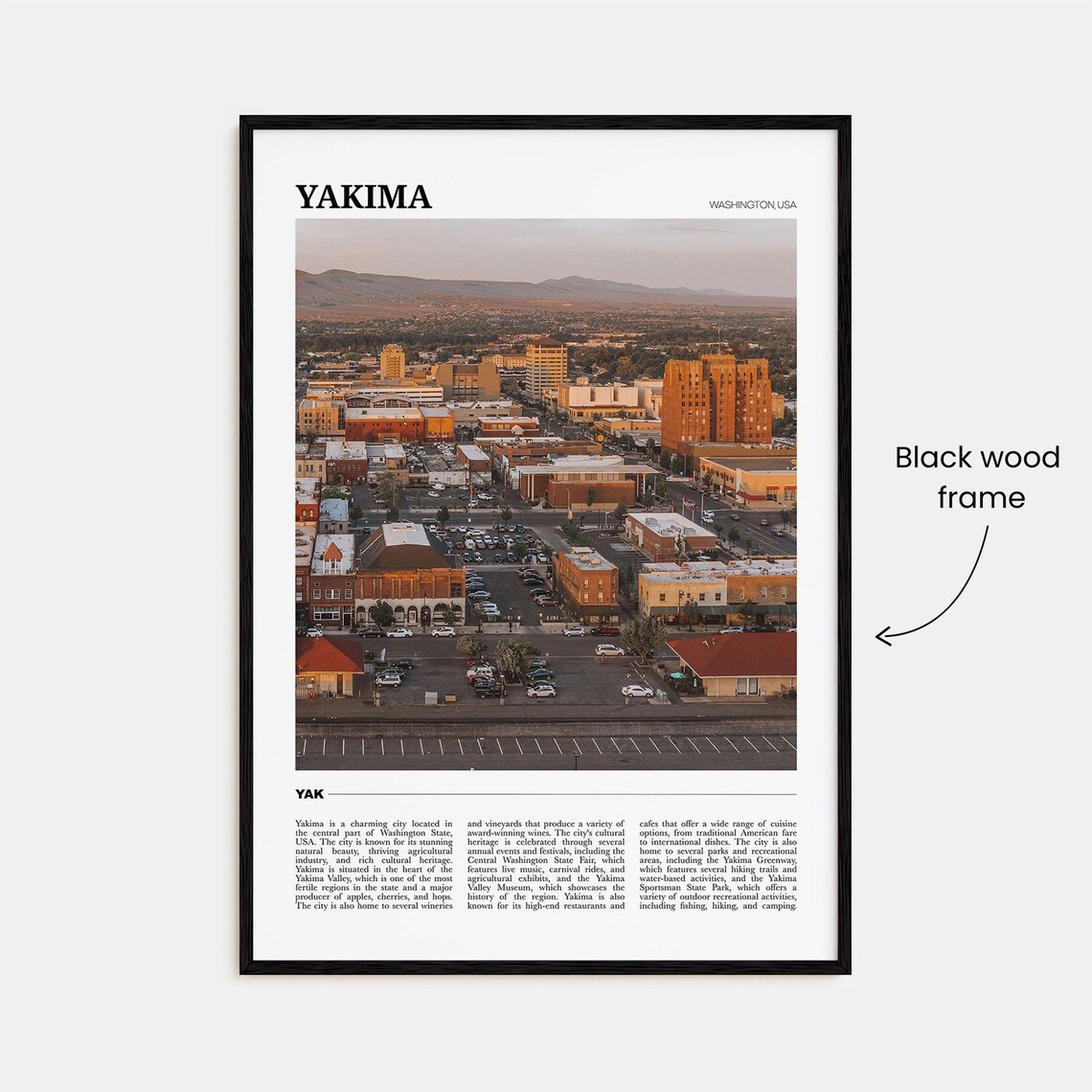 Yakima Washington USA Downtown Golden Hour Aerial Travel Poster - Image 2
