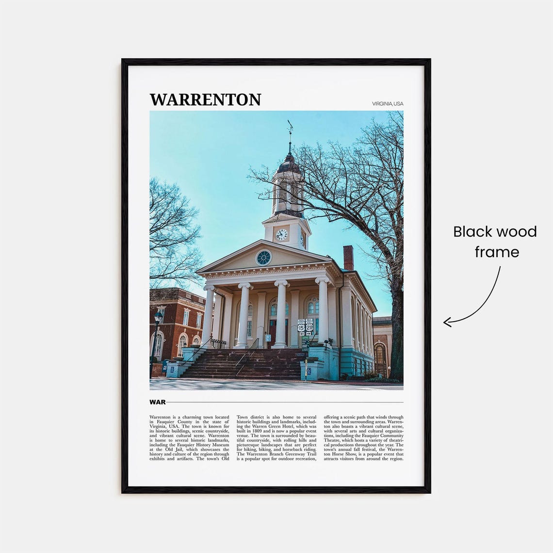 Warrenton Virginia Historic Courthouse Clock Tower Photography Poster - Image 2