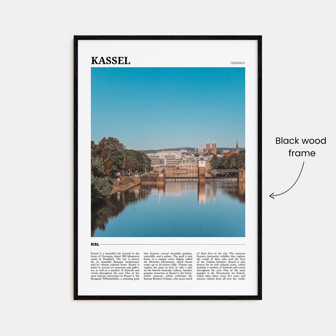 Kassel Germany Riverside City Skyline Calm Water Reflection Poster - Image 2
