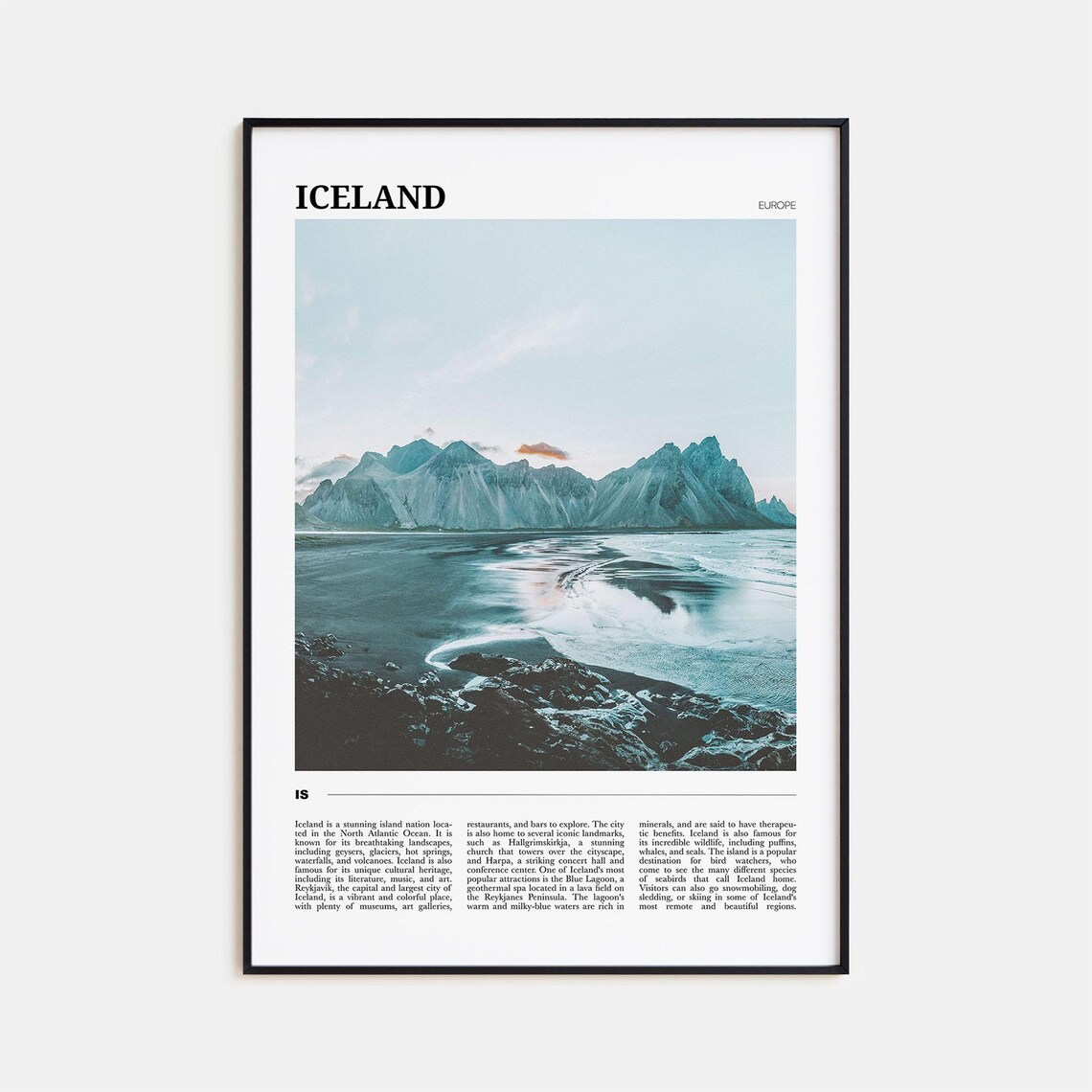 Iceland Travel Poster, Europe Wall Art