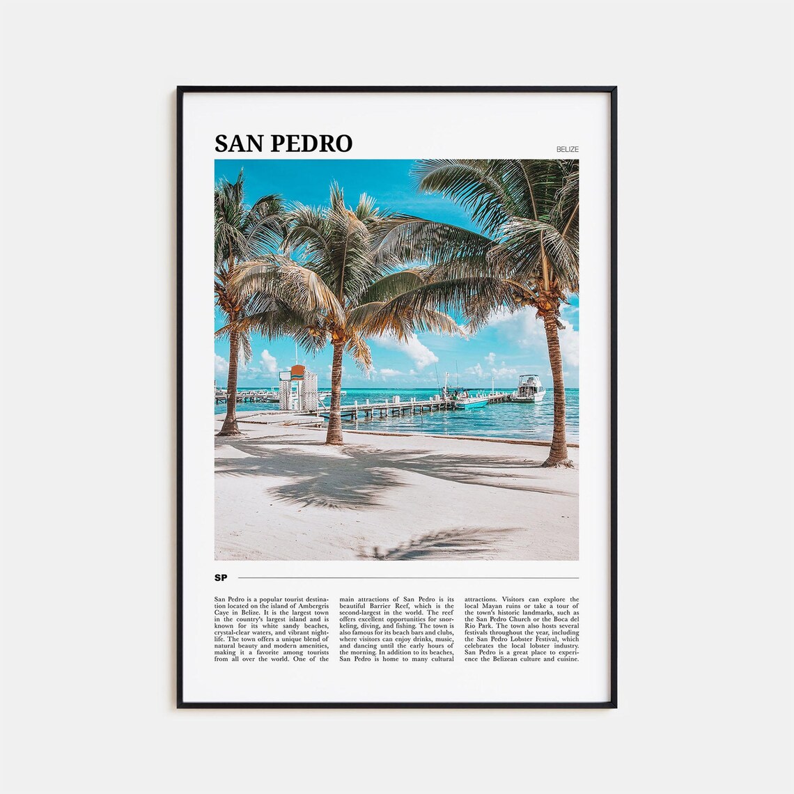 San Pedro Belize Travel Poster, Wall Art Print