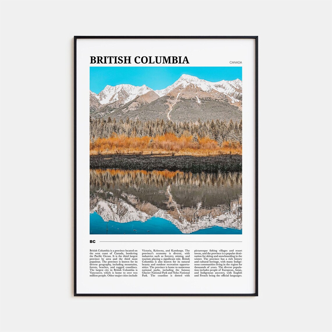 British Columbia Travel Poster, Canada Wall Art