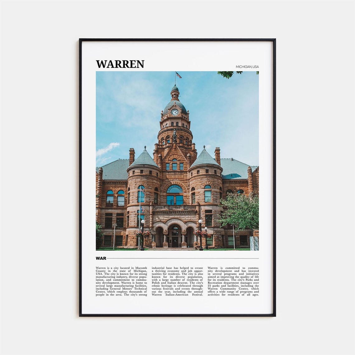 Warren Michigan Historic Sandstone Courthouse Architecture Poster