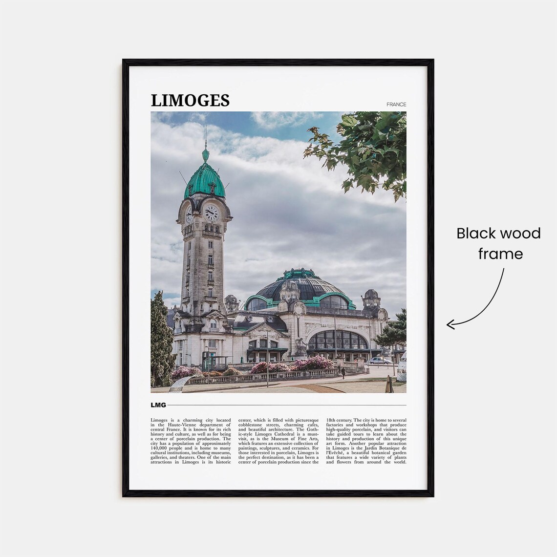 Limoges France Railway Station Clock Tower Photo Travel Poster - Image 2