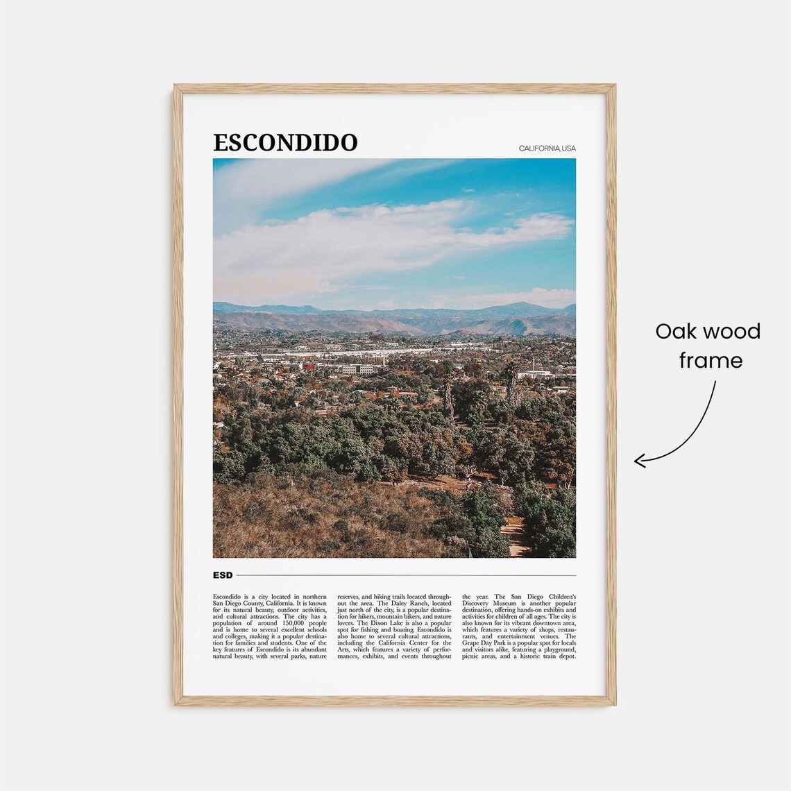Escondido California USA Hillside City Panorama Photo Travel Poster - Image 3