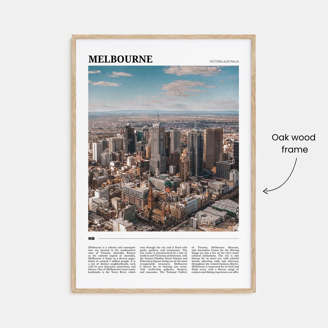 Melbourne Australia Travel Poster City Skyline Aerial Yarra River View - Image 3
