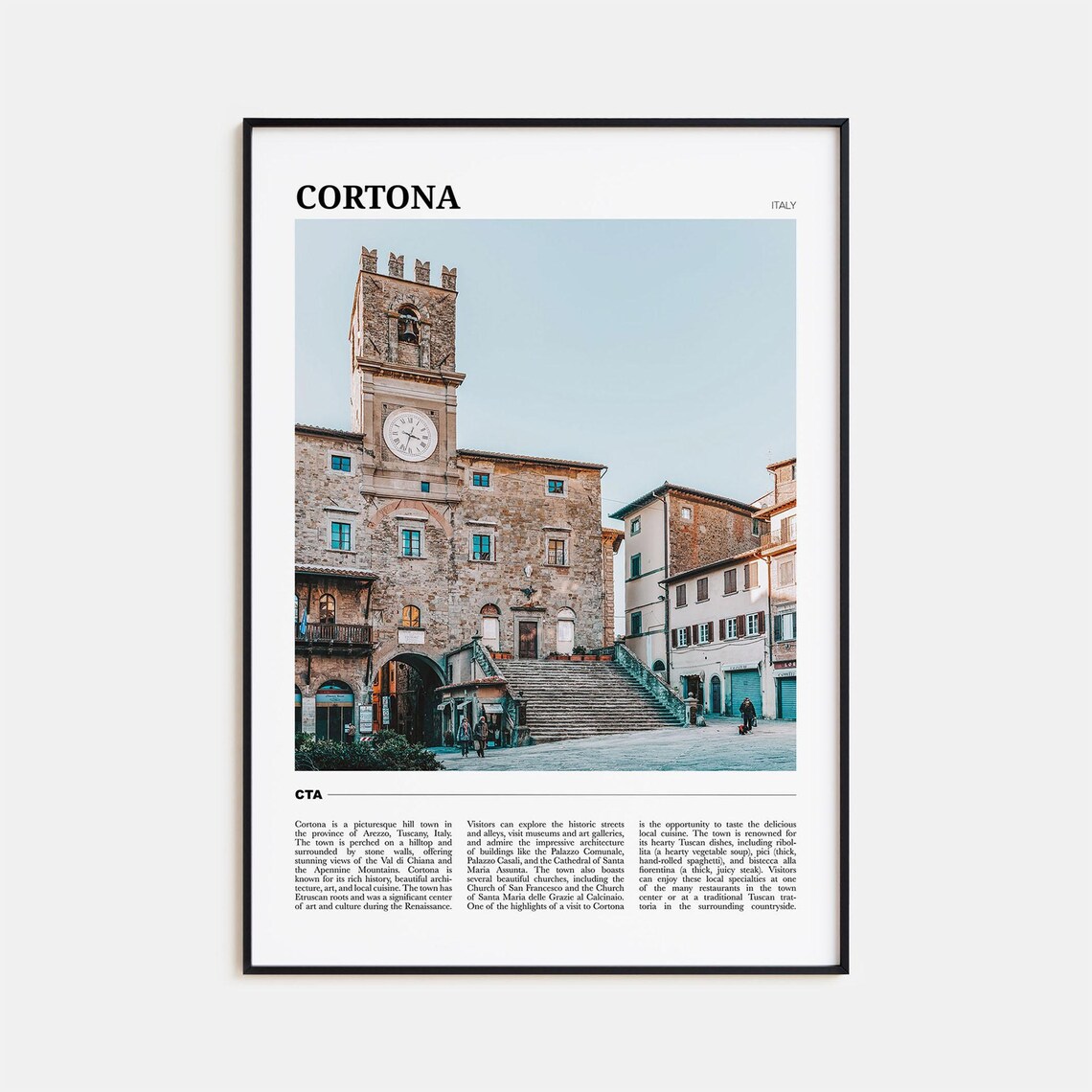 Cortona Travel Poster, Italy Wall Art Print