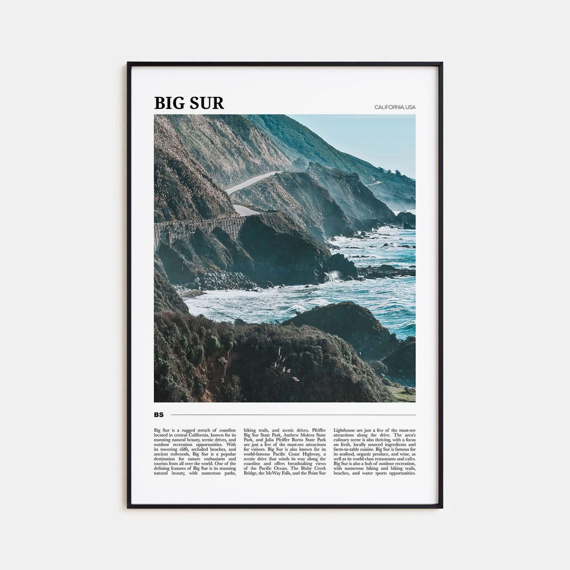 Big Sur California Rugged Cliffs Coastal Highway Ocean Travel Poster
