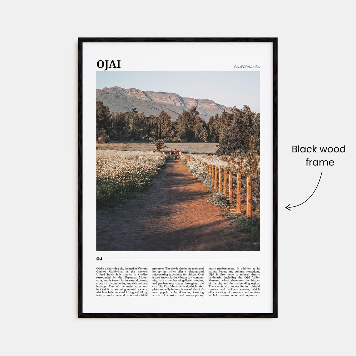 Ojai California Mountain Valley Golden Field Sunset Travel Poster - Image 2