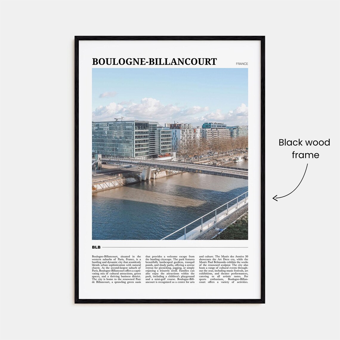 Boulogne Billancourt France Modern Bridge Riverside View Poster - Image 2