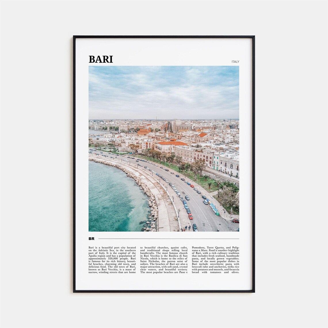Bari Travel Poster, Italy Travel Wall Art