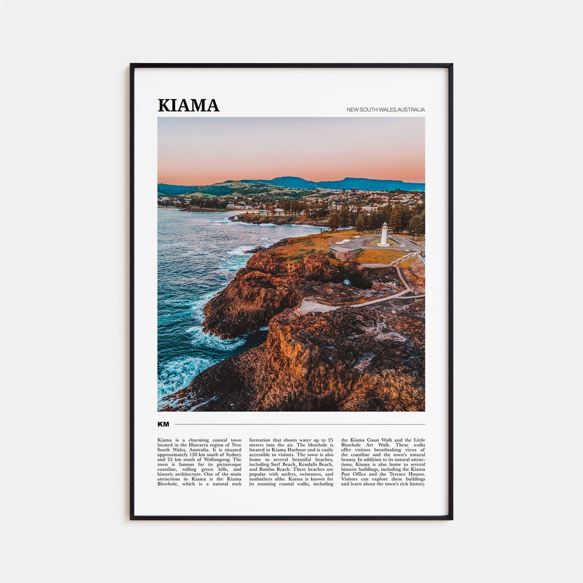 Kiama Australia Blowhole Coastline Sunset Photography Travel Poster