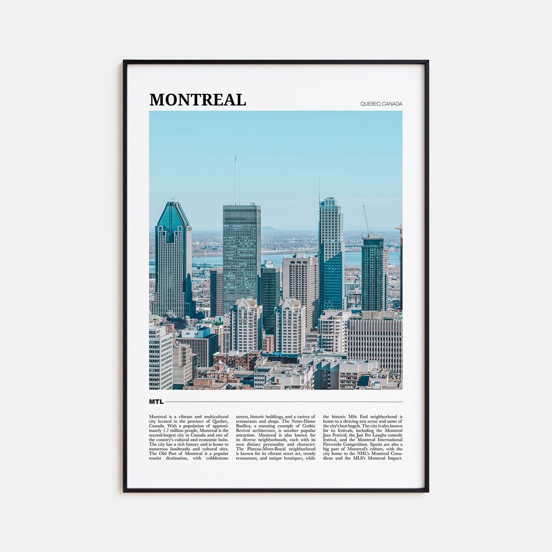 Montreal Quebec Canada Downtown Skyline City Photography Travel Poster
