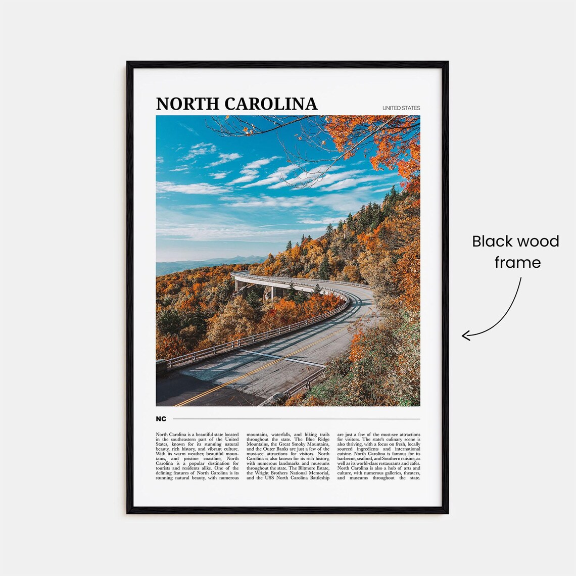 North Carolina Travel Poster, USA Wall Art Print - Image 2