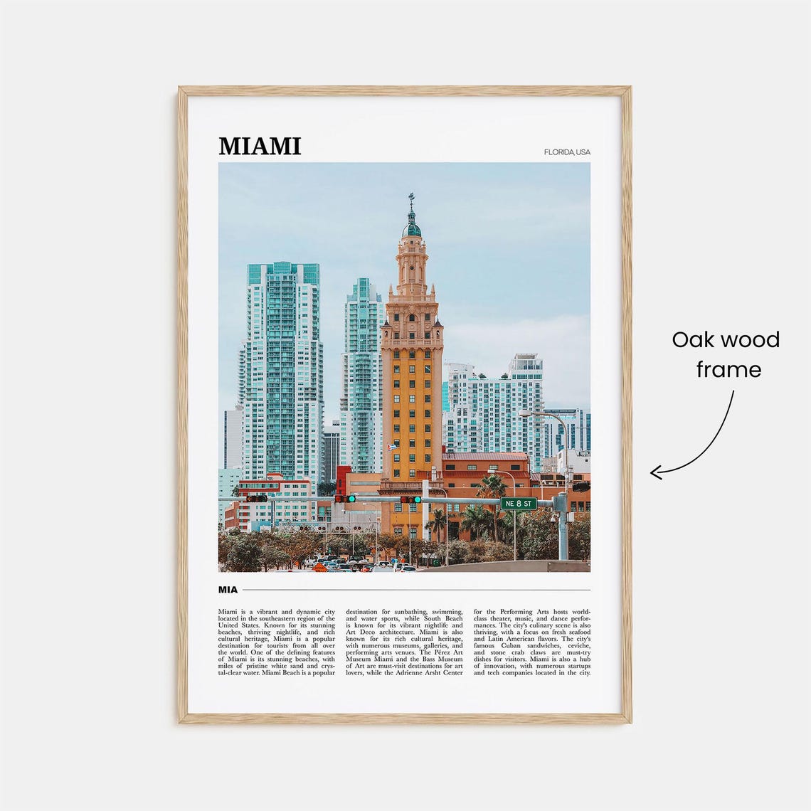 Miami Florida Freedom Tower Skyline Vintage Editorial Travel Poster - Image 3