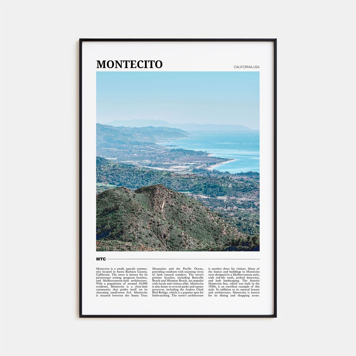 Montecito California Pacific Coast Aerial View Travel Photo Poster