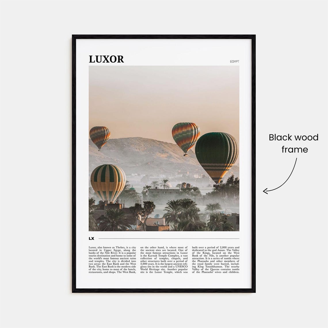 Luxor Egypt Hot Air Balloons Sunrise Nile Valley Travel Poster - Image 2