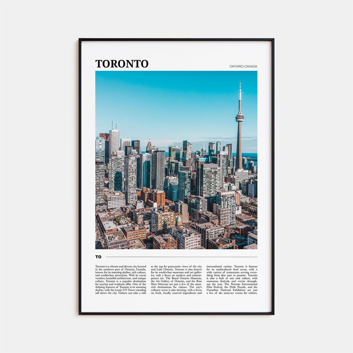 Toronto Travel Poster, Ontario Canada Travel Poster