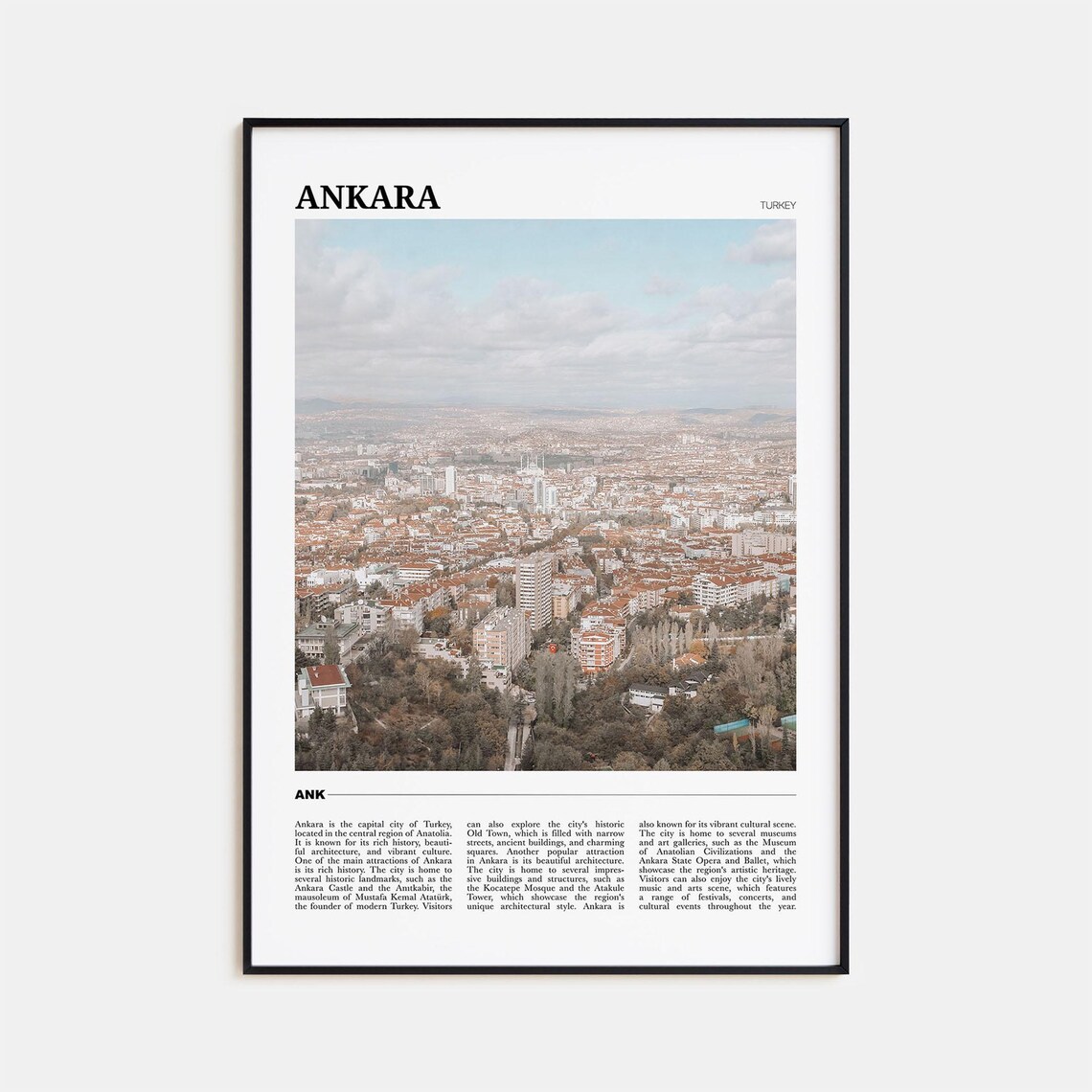 Ankara Turkey Aerial Skyline of the Capital City at Daytime Poster