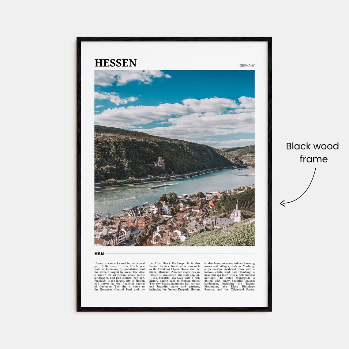 Hessen Germany Picturesque Rhine River Village Castle View Poster - Image 2