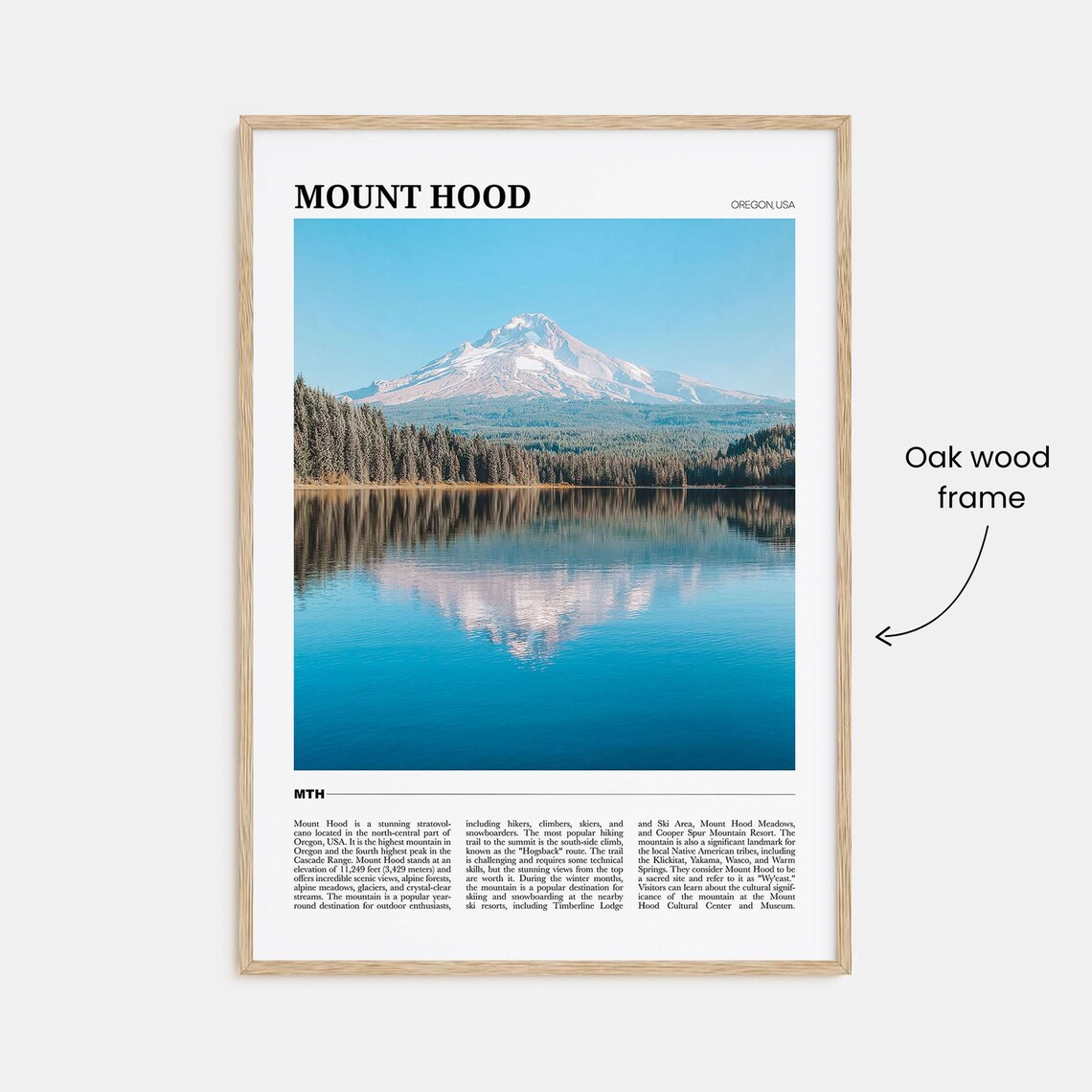 Mount Hood Oregon Travel Poster Snow Peak Lake Mirror Reflection View - Image 3
